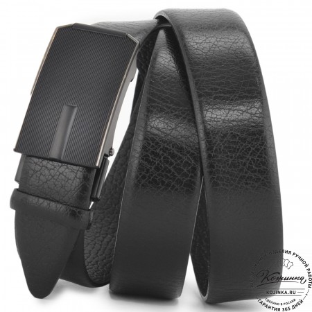 Кожаный ремень автомат (чёрный)